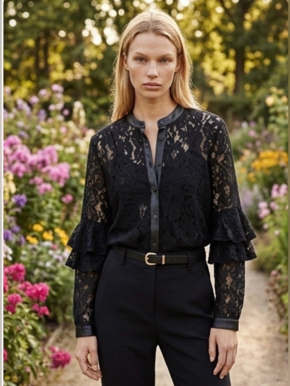 ZARA LACE BUTTON DOWN TOP   NWOT